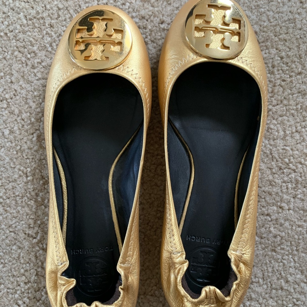 Tory Burch gold ballet flat size 8